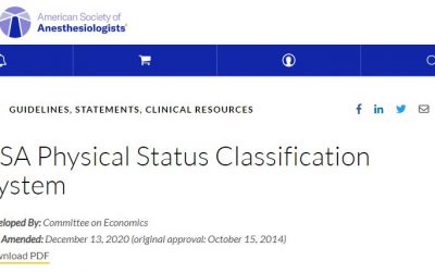 ASA PHYSICAL STATUS CLASSIFICATION SYSTEM